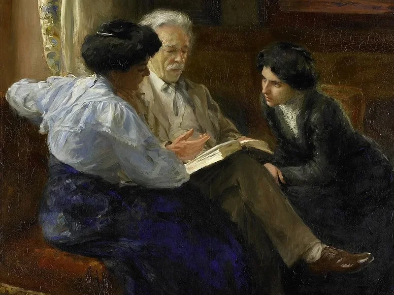 1855-Abrahamina Arnolda Louise Hubrecht - Il secondo marito della pittrice, mentre impartisce lezioni a due italiani